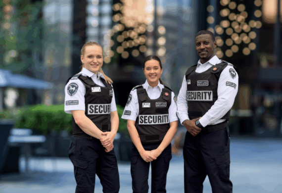 Iron horse security guards in front of toronto business core