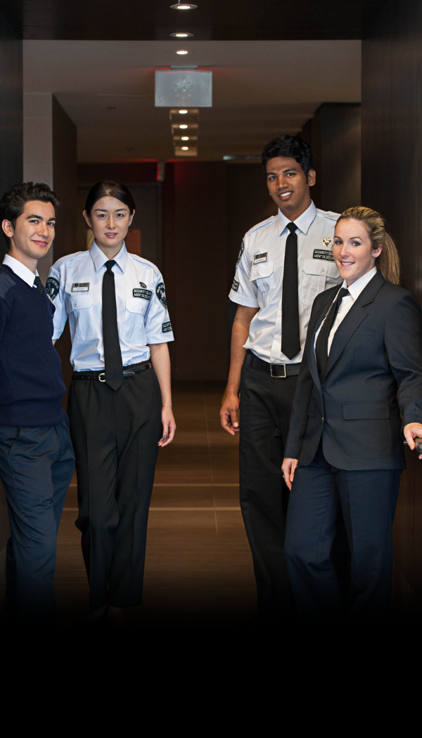 four iron horse security guard welcoming guest at the front lobby