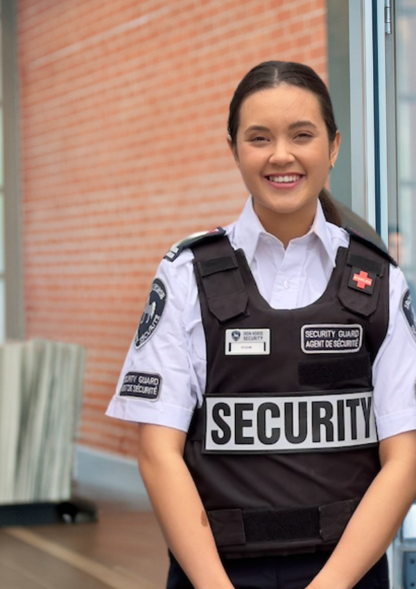 female iron horse security guard with tactical uniform