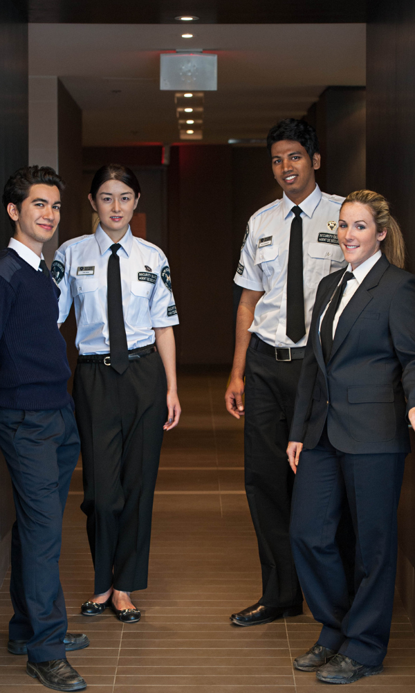 a group of security guard opening the door